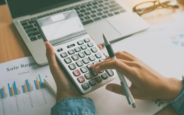 Business student working with financial data