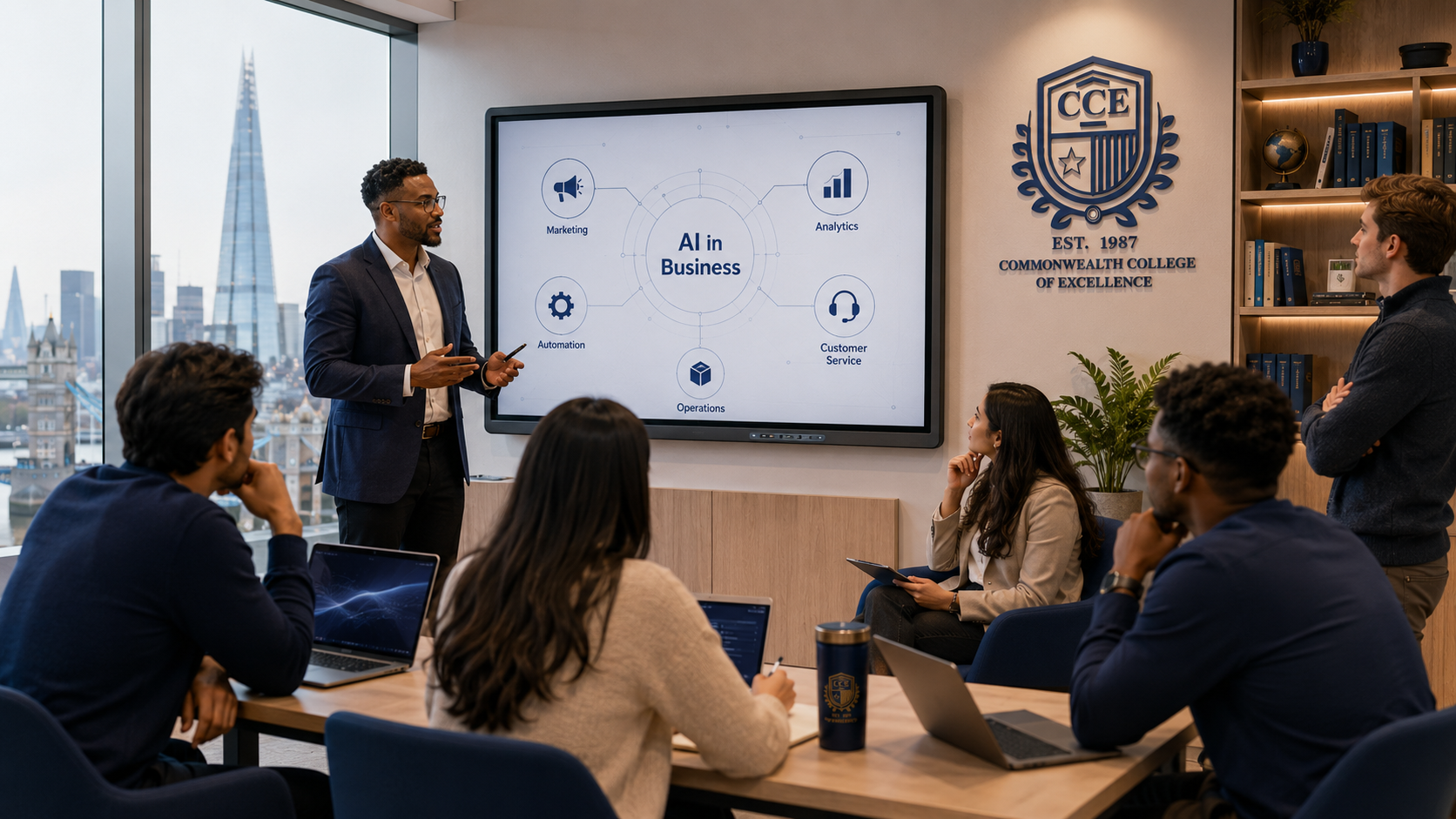 Artificial intelligence in business presentation for London students and professionals