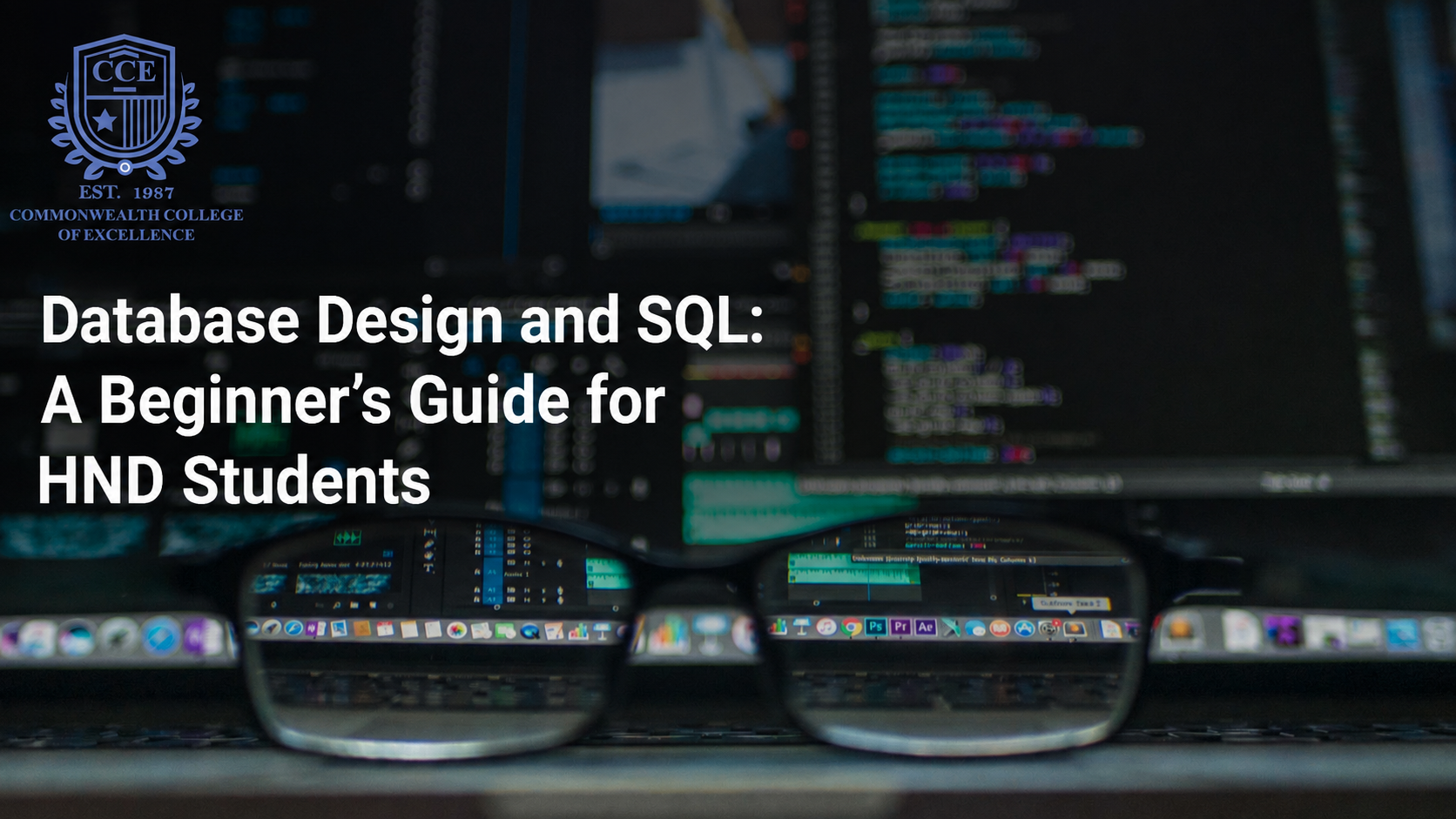 Laptop code screen illustrating database design and SQL for beginners